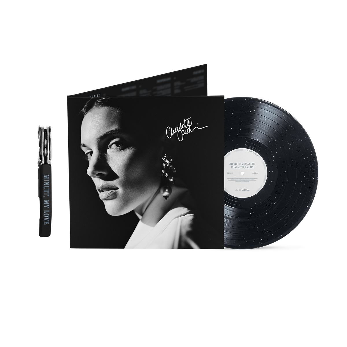 Vinyle « Midnight, mon amour » Édition exclusive Midnight Sky, signé + Ouvre-bouteille