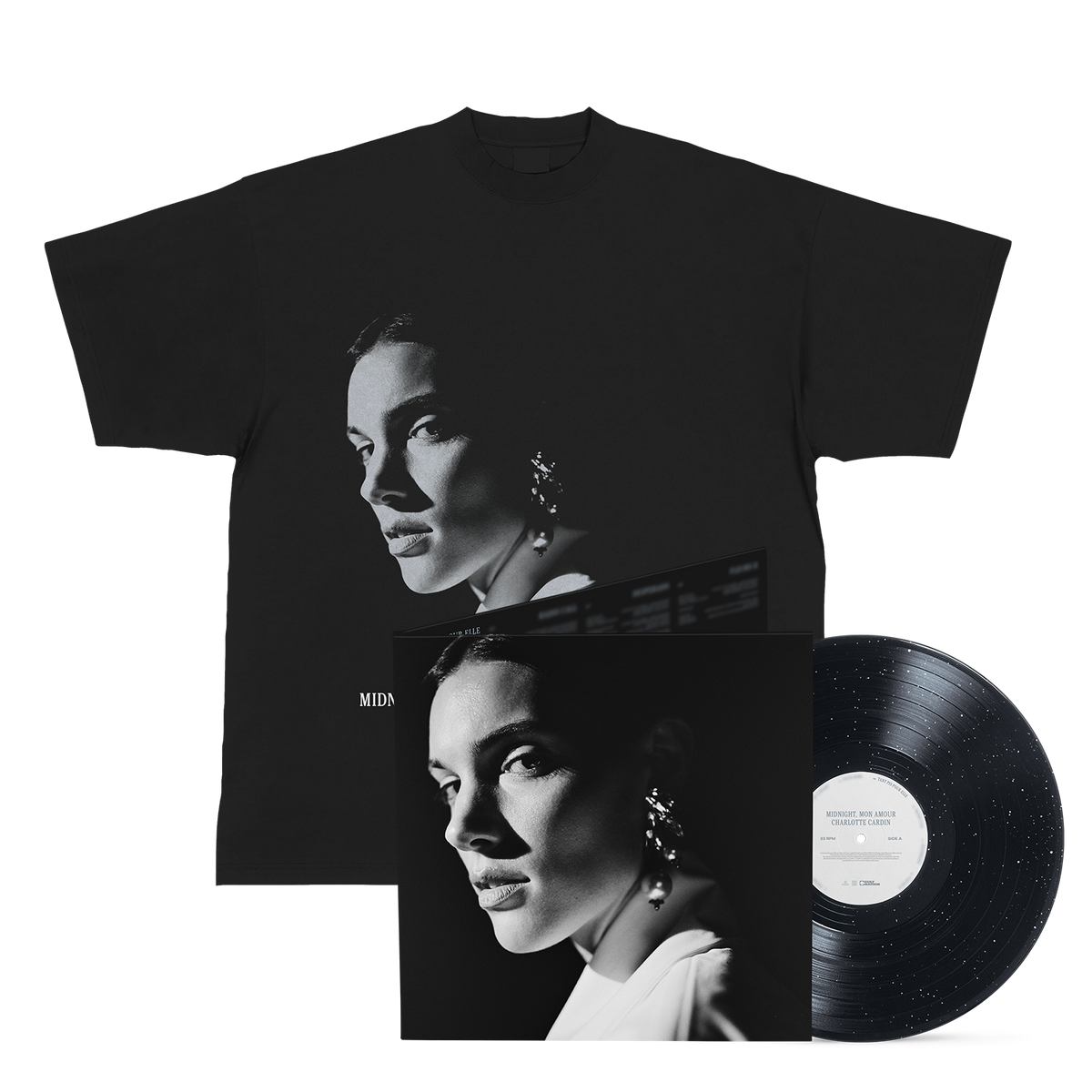 Vinyle « Midnight, mon amour » Édition exclusive Midnight Sky + T-shirt noir