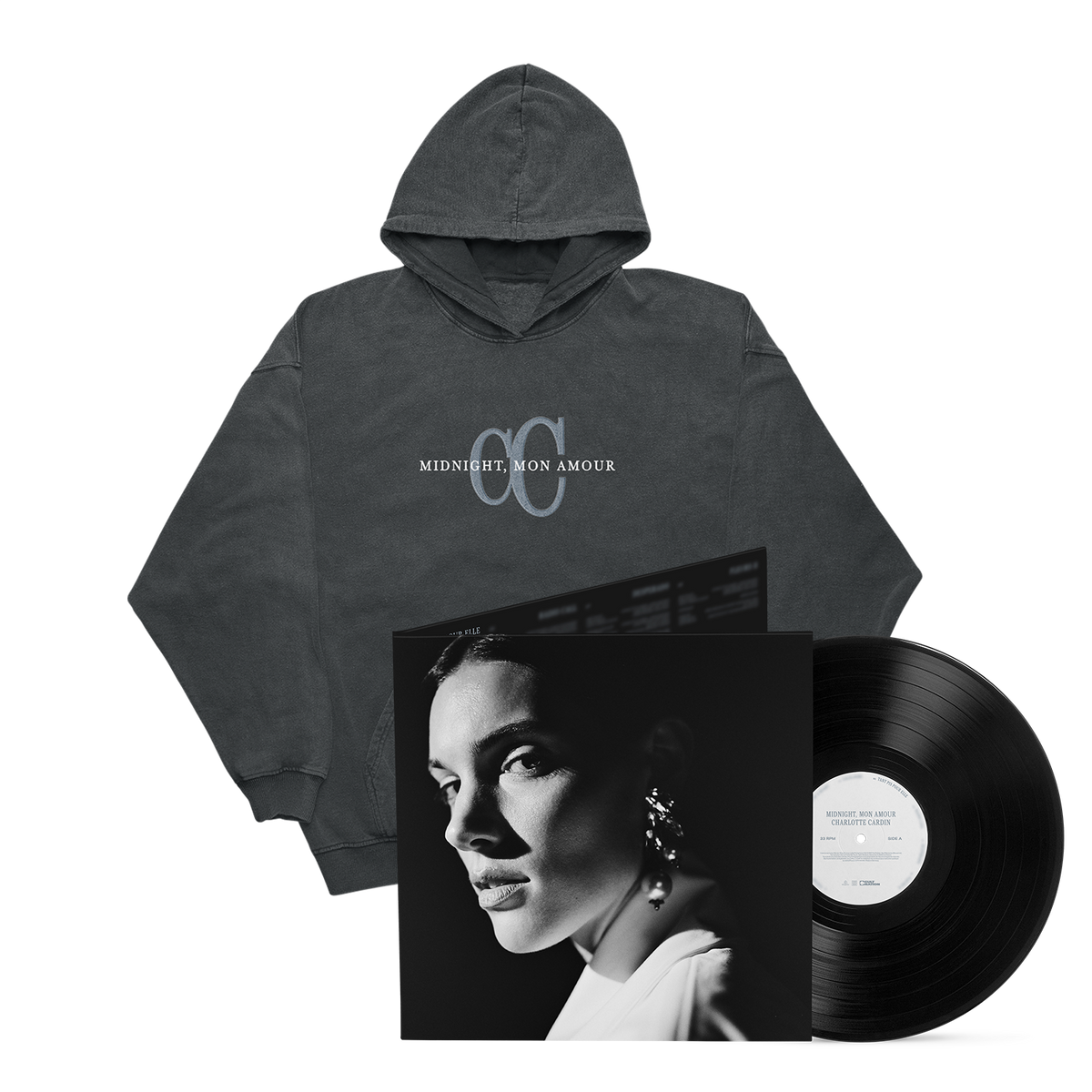 Vinyle « Midnight, mon amour » + Hoodie noir délavé brodé