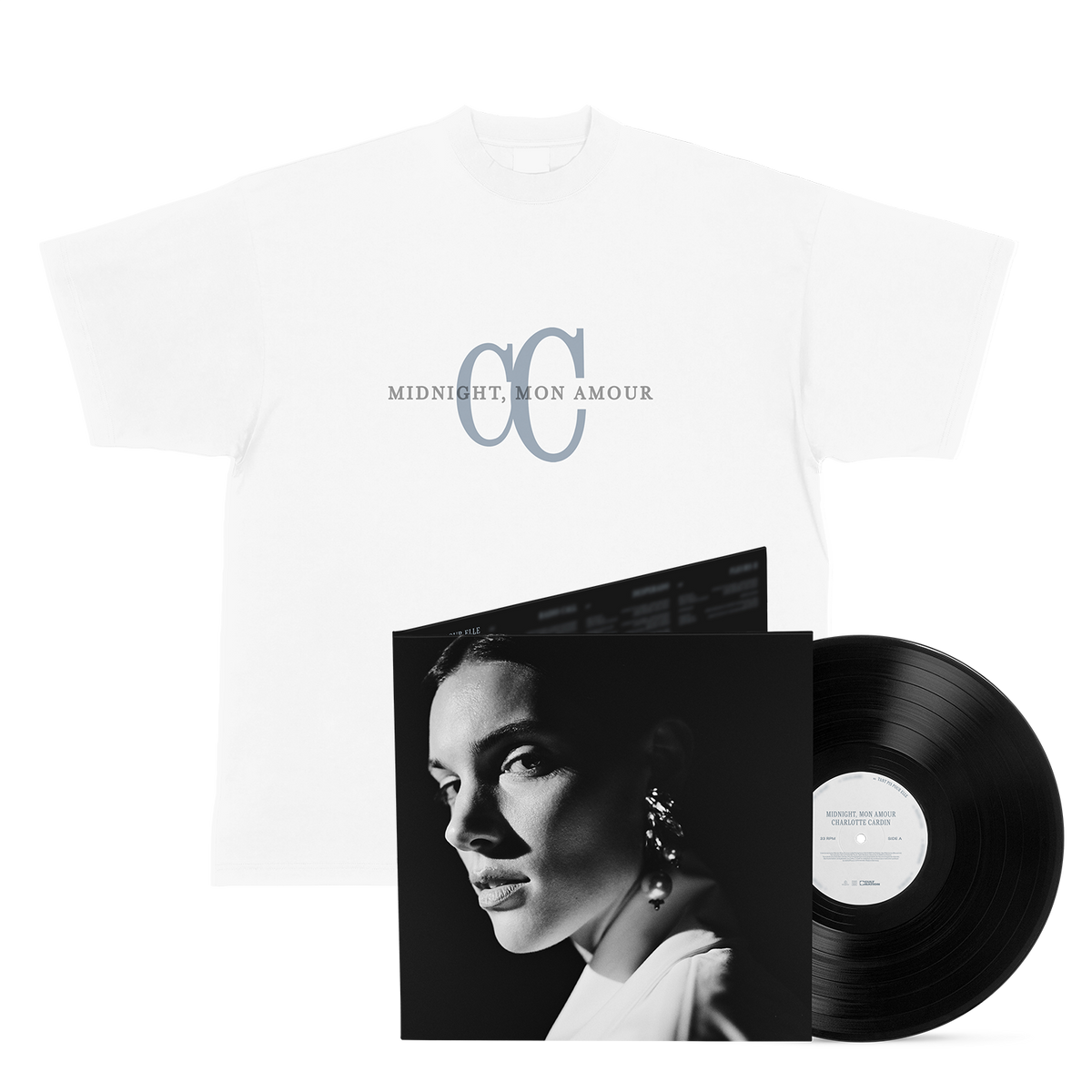 Vinyle « Midnight, mon amour » + T-shirt blanc