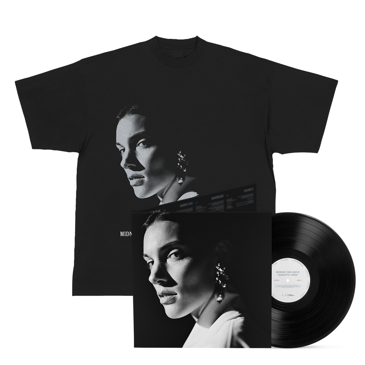 Vinyle « Midnight, mon amour » + T-shirt noir