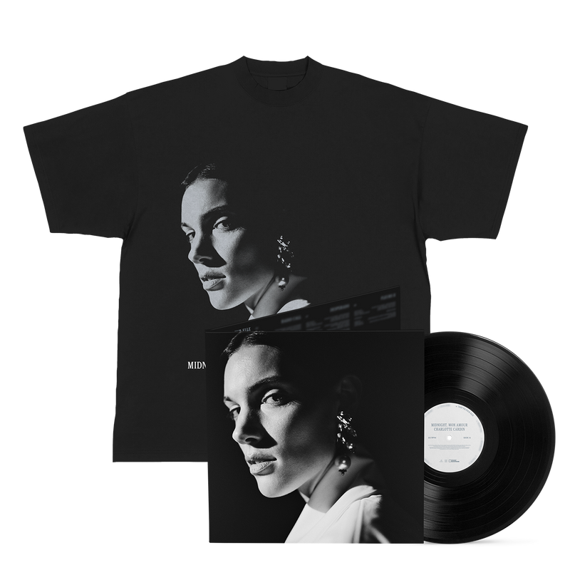“Midnight, mon amour” Vinyl + Black T-Shirt